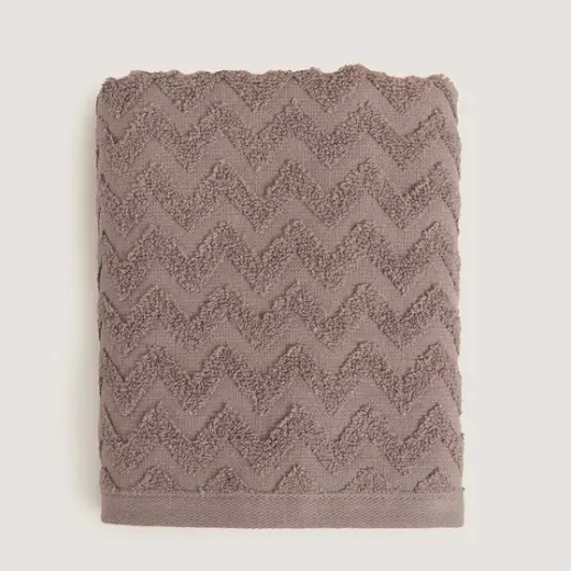 Zigzag %100 Pamuk Banyo Havlusu 70x140 cm Lila