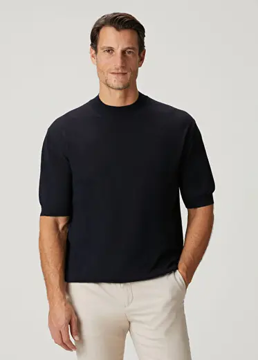 Lacivert Yün Sweatshirt
