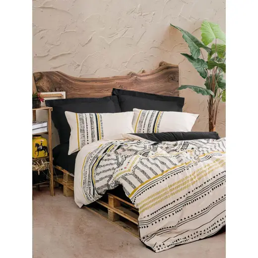 Cotton Box Ethnic Çift Kişilik Nevresim Takımı Elvira Siyah