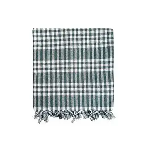 Mira Home 170x170 Pötikare Yer Sofra Bezi Piknik Masa Örtüsü Saçaklı Koyu Yeşil 02