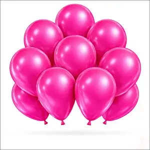 SüSLe Bebek ve Parti Metalik Parlak Balon, 30 Cm X 10 Adet - Fuşya