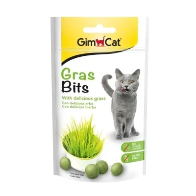 GimCat Gras-Bits Çimen Aromalı Sindirim Sistemi Destekleyici Şekersiz Kedi Ödül Maması 50gr