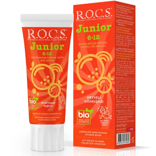 Rocs Junior 6-12 Yaş Çocuklar için Diş Macunu ( Meyveli Gökkuşağı ) 60 ml