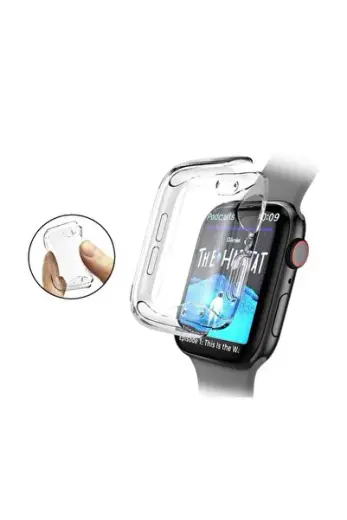 Apple Watch Seri 5 44 Mm Önü Kapalı Tasarım Silikon Kılıf - Şeffaf