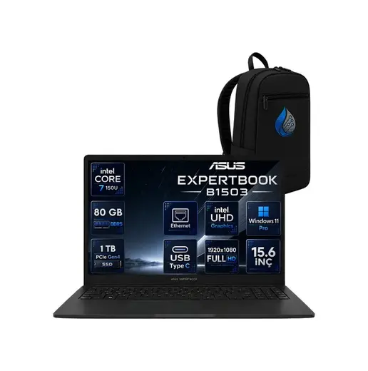 Asus ExpertBook B1 B1503CVA-C716512B0DRNP30 Core 7 150U 80 GB 1 TB SSD 15.6'' W11P Dizüstü Bilgisayar