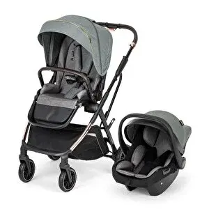 Okie Dokie Travel Sistem Bebek Arabası Tek Elle Katlanabilir Çift Yönlü 0-4 Yaş 22 Kg Gri