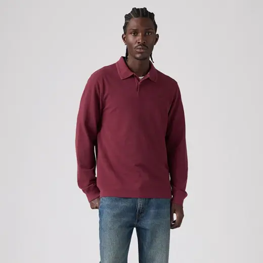Original Uzun Kollu Bordo Polo Tişört