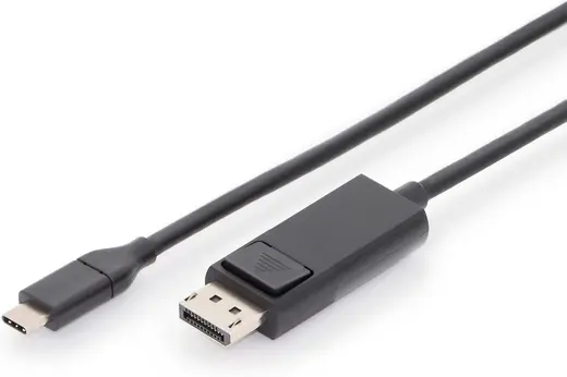 DIGITUS USB 3.2 Gen2 Adaptör Kablosu - 2.0 m - USB C (St) - DisplayPort (St) - 10 Gbit/s - Monitör Kablosu - Siyah