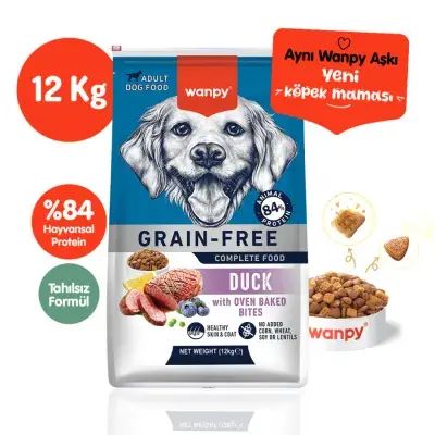Wanpy Ördekli Tahılsız Yetişkin Köpek Maması 12kg