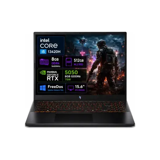 Acer Nitro V 15 ANV15-52 Intel Core i5 13420H 8 GB 512 GB SSD RTX5050 Freedos 15.6'' 165Hz