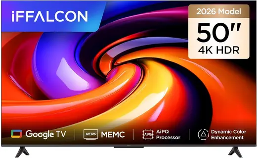 iFFALCON 50U65 50 İnç Smart TV 4K UHD HDR 10 Gaming Google TV, Dinamik Renk Geliştirme, Dolby Audio, MEMC, İnce Tasarımlı Game Master (2026 Model)