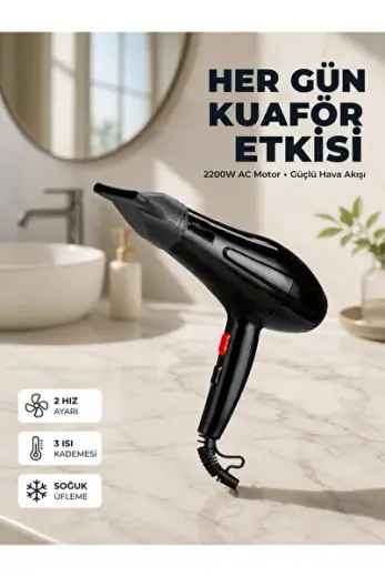 Profesyonel 2200W Saç Kurutma Makinesi Yüksek