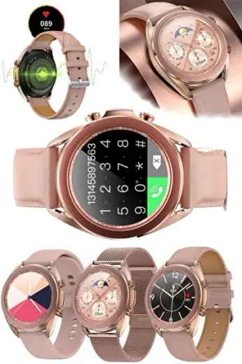 Kadın Bluetooth Akıllı Saat Gold Mesaj Bildirim Arama Ios & Android Uyumlu Akıllı Watch Saat Tasarım