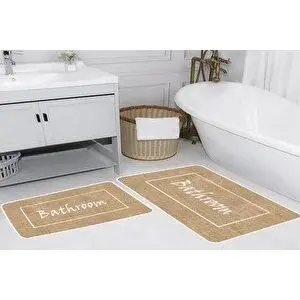Vivense Di̇ji̇tal Baski, Kaymaz Taban İki̇li̇ Banyo Paspasi 100x60 + 60x50 Cm Rvg5289