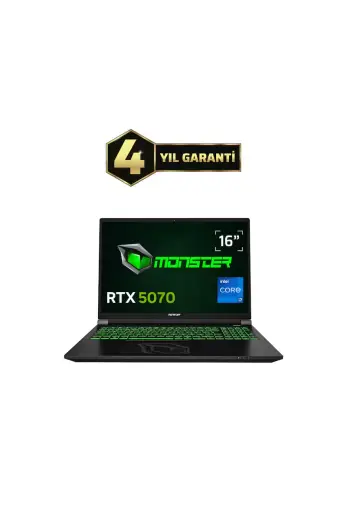 Monster Tulpar T6 V3.4.4 Intel Core i7 13700HX 16 GB RAM 1 TB SSD RTX 5070 FreeDOS 16" FHD+ 165 Hz Oyun Bilgisayarı