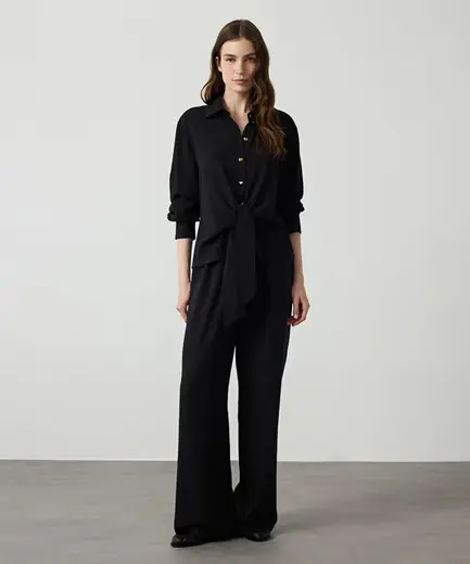 Wide leg elastik bel pantolon