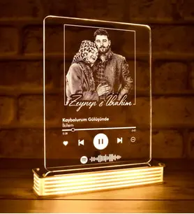 Kişiye Özel Spotify Müzik Kodlu 3D LED Lamba (Beyaz)