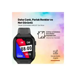 Ttec Kidi Pro AMOLED Ekranlı GPS 4G Sim Kartlı Akıllı Çocuk Saati Panter Siyahı 2KSW03 4
