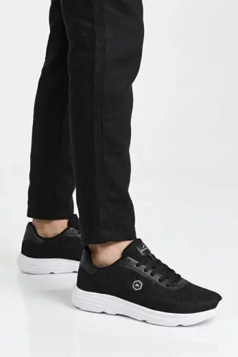 Siyah Beyaz Fileli Unisex Spor Ayakkabı
