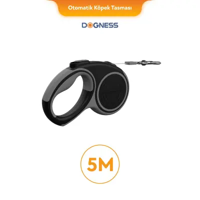 Dogness Otomatik Şerit Köpek Gezdirme Kayışı 5m (Gri)