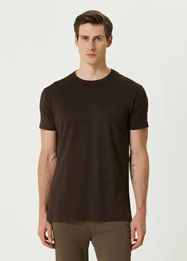 Qsimple Muscle Fit Acı Kahve Modal Kısa Kollu Erkek T-shirt