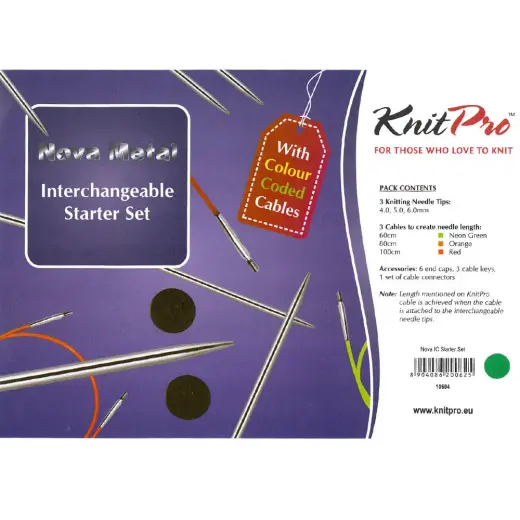 KnitPro Nova Metal Başlangıç Seviye Değiştirilebilir Misinalı Şiş Seti - 10604