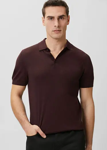 Bordo Polo Yaka Basic Triko Kazak