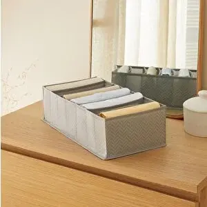 Ocean Home Textile 7 Bölmeli Gri Balıksırtı Çekmece Düzenleyici 22 X 41,5 X 12 Cm