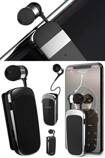 Yaka Bluetooth Uyumlu Kulaklık Mini Kablosuz Teleskopik Araba Kulaklıklar Çağrı Hatırlatma Titreşim