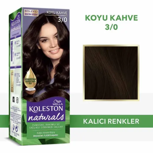 Wella Koleston Naturals Saç Boyası 3/0 Koyu Kahve