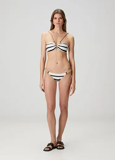 April Siyah Beyaz Çizgili Bikini Altı