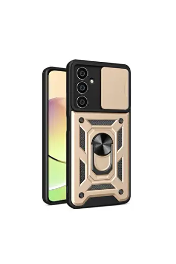 Samsung Galaxy A25 5g Kılıf Pars Lens Yüzüklü Silikon - Gold
