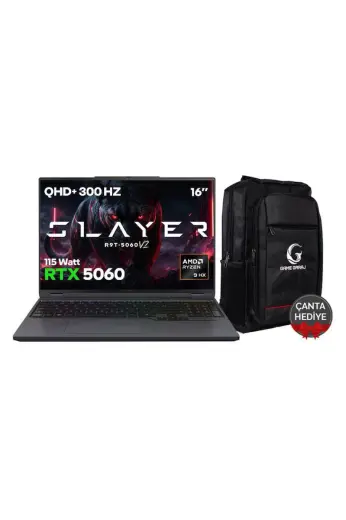 Game Garaj Slayer R9T-5060 V2 C7 AMD Ryzen 9 8945HX 16 GB RAM 1 TB SSD RTX5060 16" 300Hz QHD+ IPS FreeDOS Gaming Laptop