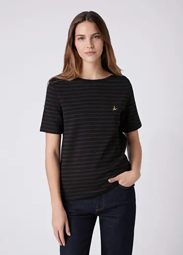Siyah Kahve Çizgili T-shirt