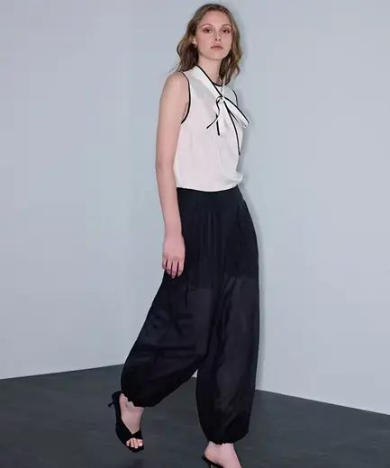 Elastik bel balon fit pantolon