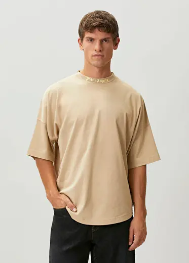 Açık Kahverengi Logo Baskılı T-shirt
