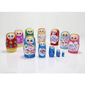 evimdeyokyok Evimdeyokyok 5'li Ahşap Matruşka Alk1204 T20
