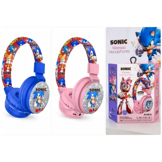 Azurtech Sonic AH\-601A Çocuk Bluetooth Kulaklık Kablosuz Wireless Kulak Üstü Kulaklık – Uzun Şarj Ömrü