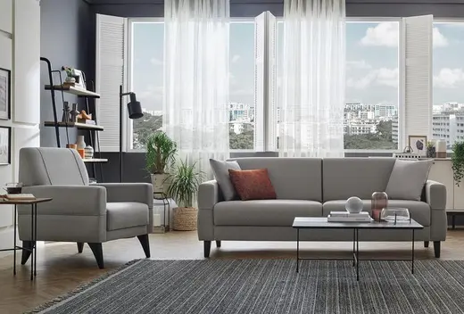 Astera Koltuk Takımı, Keten Dokulu, 13108 Açık Gri