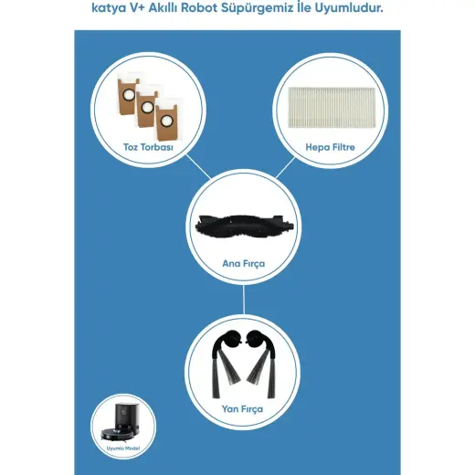 Şımart katya V+ Akıllı Robot Süpürge Süpürme Sarf Seti