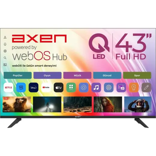 Axen AX43QFMLN-W02S 43" 109 Ekran Uydu Alıcılı Full HD QLED webOS Smart TV