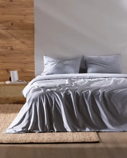 Benati King Size %100 Pamuk İpliği Boyalı Çarşaflı Nevresim Takımı - Lacivert