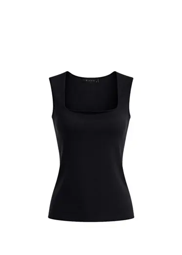 Siyah Kare Yaka Askılı Kadın Body