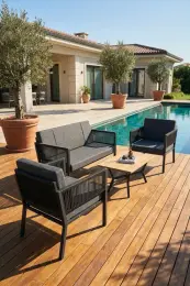Upstyle Lido Bahçe & Balkon Oturma Takımı Antrasit Koyu Gri 5