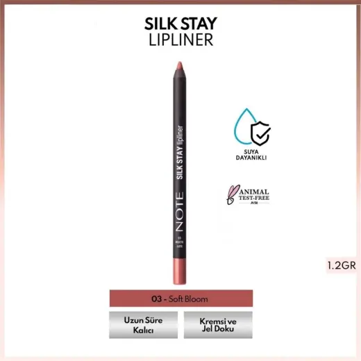 Note Silk Stay Lipliner Suya Dayanıklı İpeksi Dudak Kalemi 03 Soft Bloom