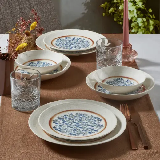 GÜRAL PORSELEN Camelia 24 Parça 6 Kişilik Yemek Takımı 22153