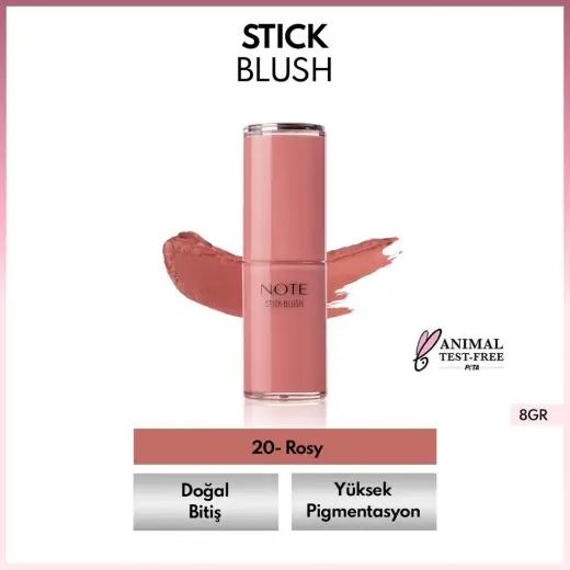 Note Stick Blush Nemlendirici Yumuşak Stick Allık 20 Rosy