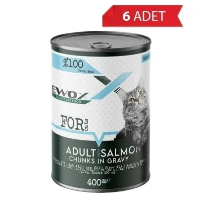 Ewox Somonlu Parça Etli Kedi Konservesi 400gr (6 Adet)