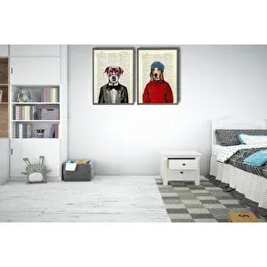 Vivense Sevi̇mli̇ Kedi̇ Köpek Tablo Seti̇, 35x50, 6