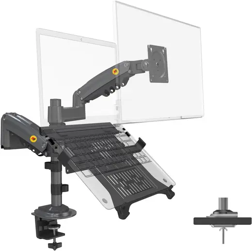 NB North Bayou H180-FP Çift Kol Amortisörlü 17"-27" Monitör Tutucu ve 10"-17" Laptop Standı